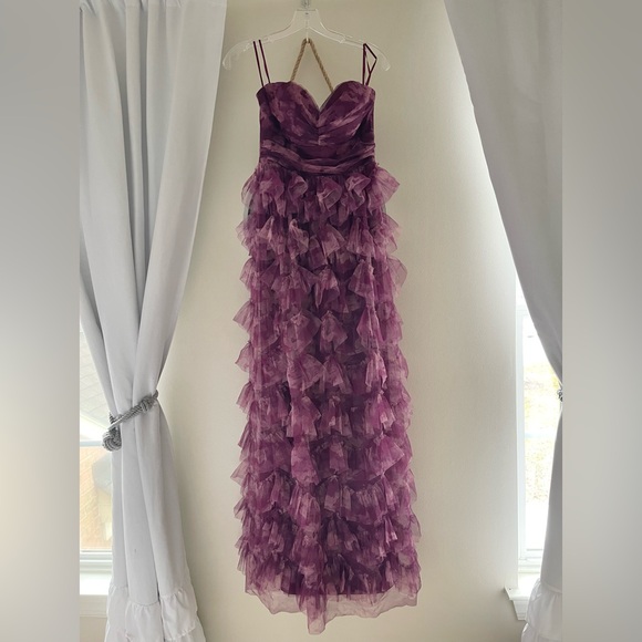 STRAPLESS TULLE MAXI RUFFLE DRESS - Picture 5 of 7